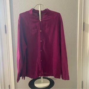 Eileen Fisher | Hibiscus Pink Linen Blend Mandarin Jacket Woman 1X